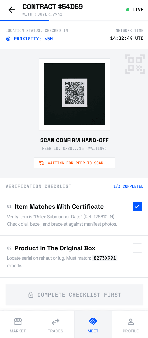 Live exchange verification flow