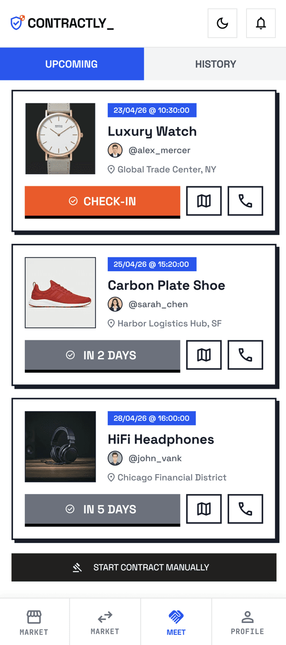 Meet and verify screen
